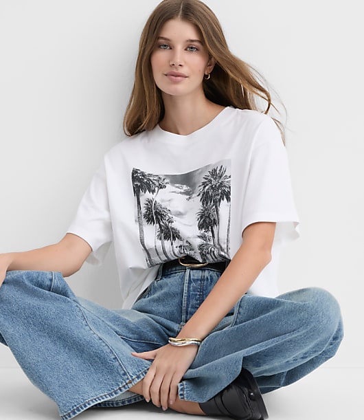Palm Tree Oversized Jersey Tee