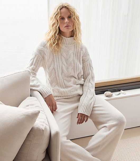 Haven Well Within Cashmere Mock Neck Sweater - Heather Grey