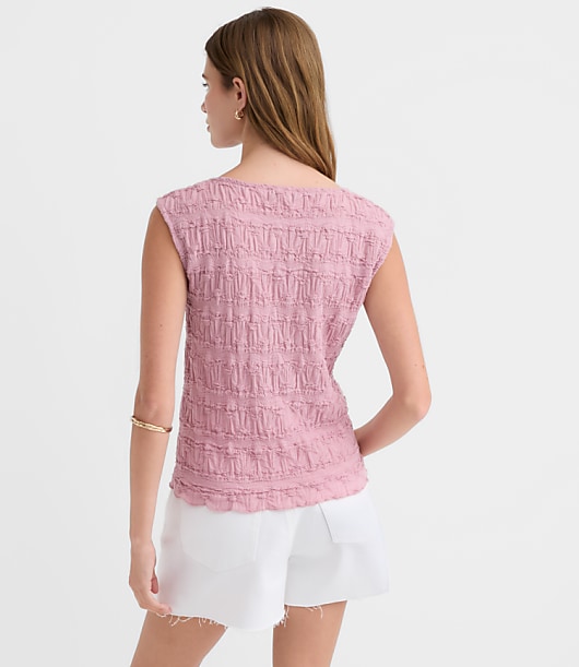 Puckered Ruffle Wedge Top
