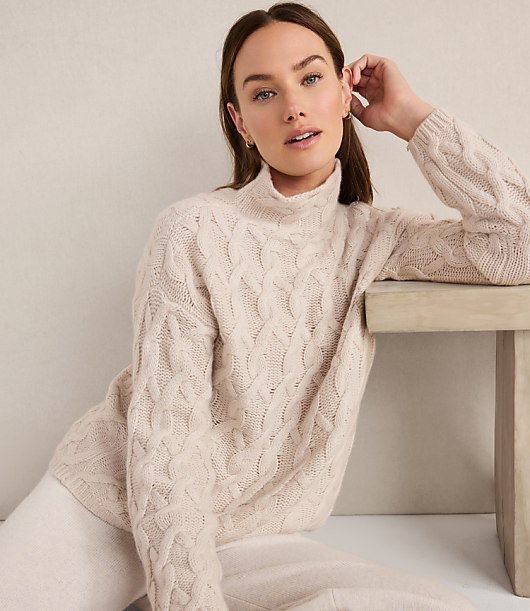 Haven Well Within Cashmere Cable Mock Neck Sweater