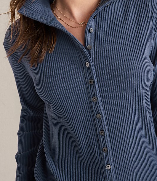 Haven Well Within Ottoman Rib Button-Front Top