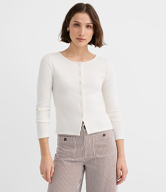 Scalloped Ribbed Cardigan