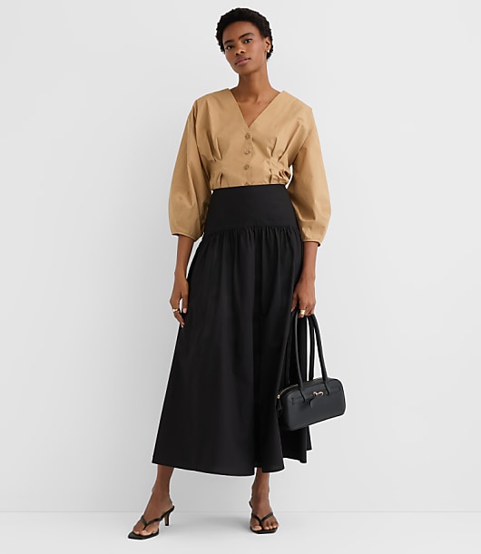 Loft Yoke Poplin Maxi Skirt