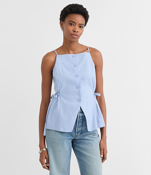 Loft Petite Side Tie Linen Cotton Strappy Vest Top