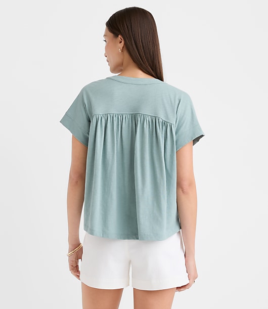 Split Neck Mixed Media Top