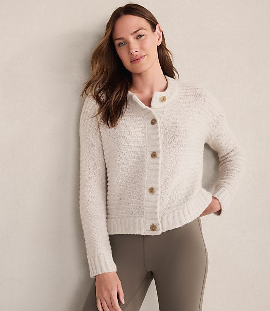 Loft Haven Well Within Merino Wool Cashmere Link Stitch Cardigan