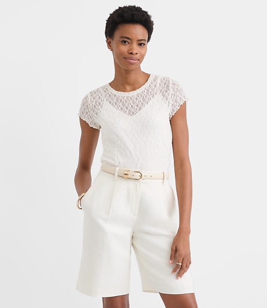 Petite Lace Cap Sleeve Tee