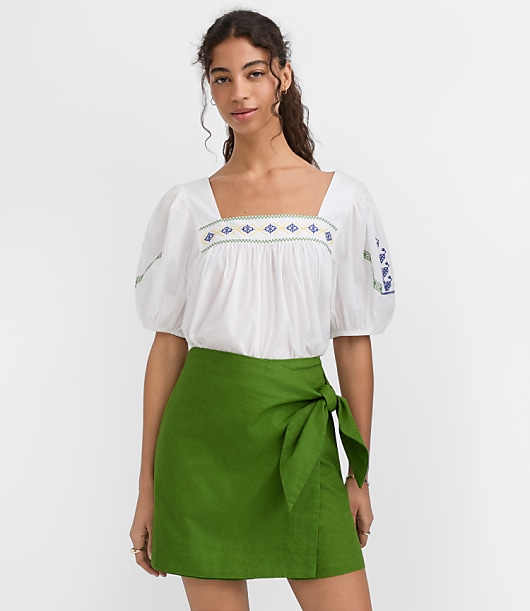 Petite Square Neck Puff Sleeve Top