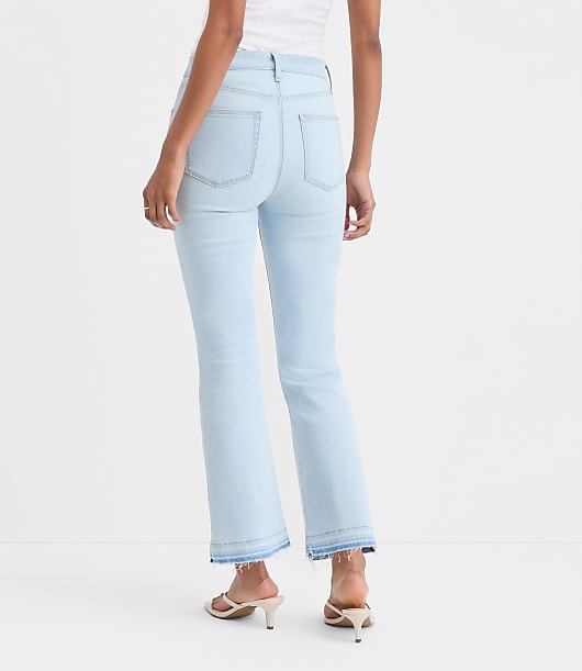 Rivete Tall Unpicked High Rise Kick Crop Jeans in Wave Wash
