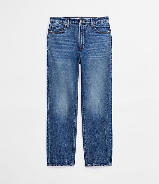 Rivete Short High Rise Straight Jeans in Echo Wash
