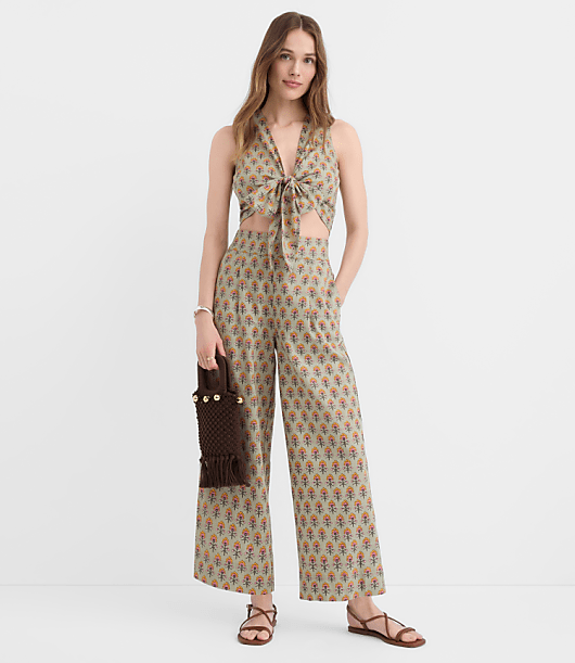 LOFT Beach Garden Linen Cotton Wide Leg Pants