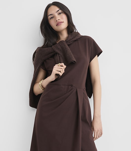 Jersey Pleated Column Midi Dress