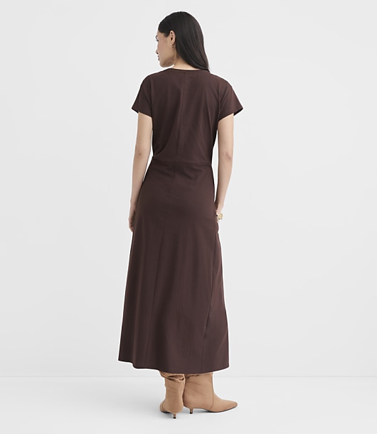 Jersey Pleated Column Midi Dress