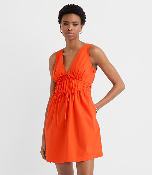Petite Bow Poplin Mini Pocket Dress