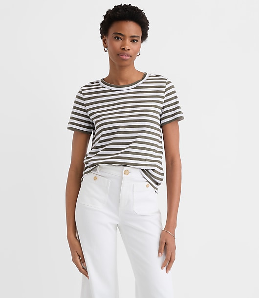 Loft Petite Striped Everyday Crew Tee
