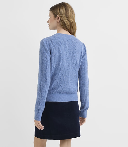 Pointelle Puff Sleeve Cardigan