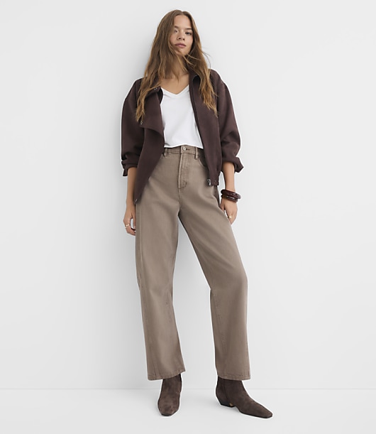 Rivete High Rise Horseshoe Jeans in Taupe