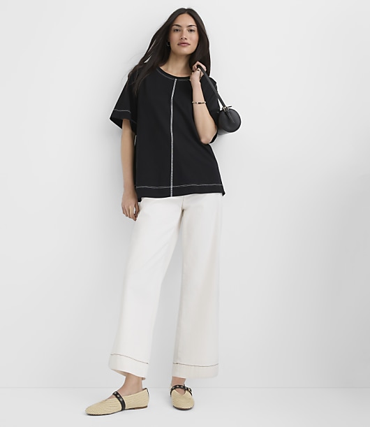 Topstitched Jersey Abbreviated Tee