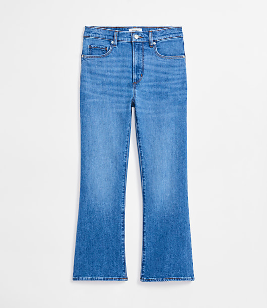 Rivete Short High Rise Kick Crop Jeans in Vintage Mid Wash