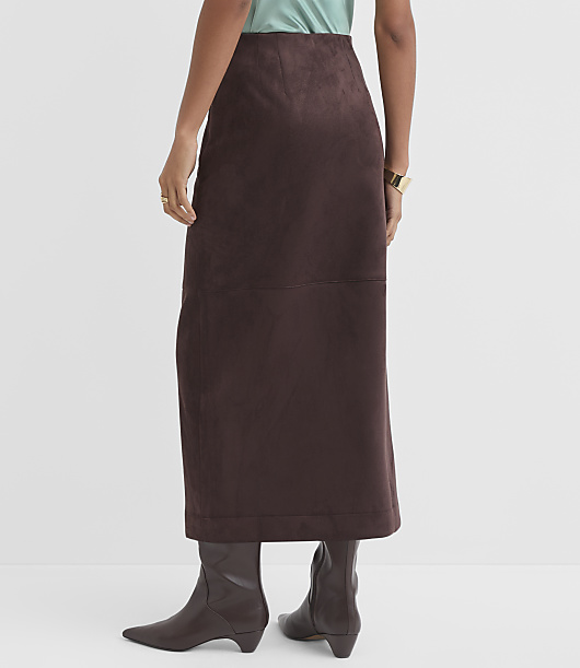 Petite Faux Suede Midi Wrap Skirt