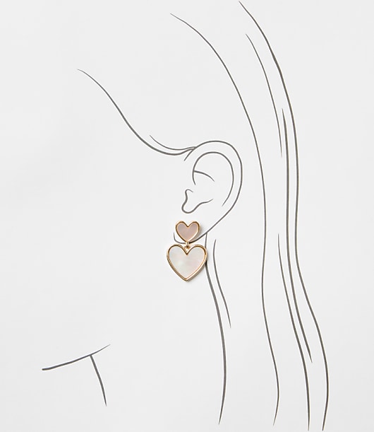 Mother Of Pearl Heart Drop Earrings