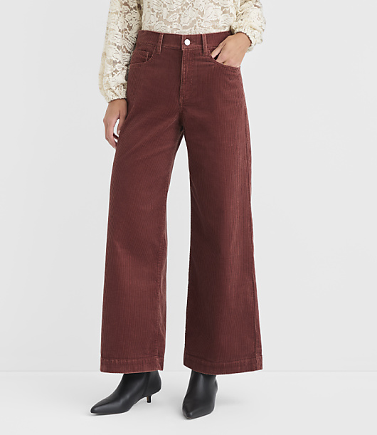 Wide Leg Corduroy Pants - Auburn Clay