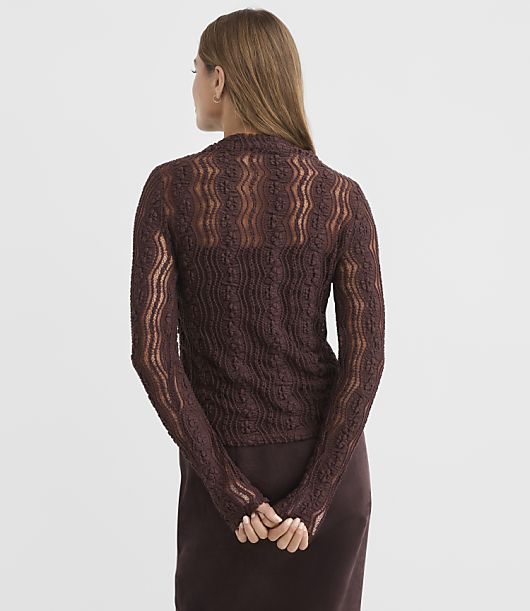 Lace Ruffle Mock Neck Top