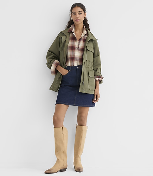 Petite Twill Funnel Neck Utility Jacket