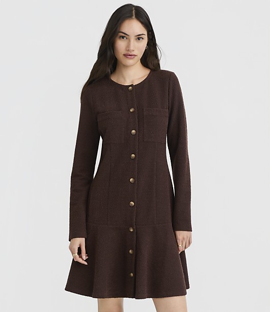 Tweed Flounce Mini Pocket Dress