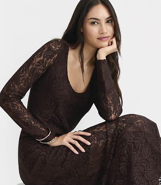 Lace Scoop Neck Maxi Dress