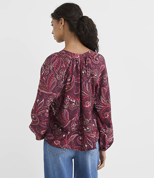 Paisley Split Neck Blouse