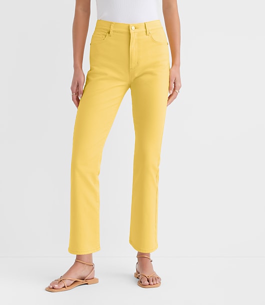 Rivete Petite High Rise Kick Crop Jeans in Daffodil Bloom