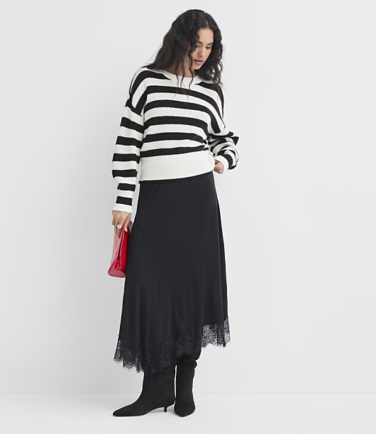 Striped Ribtrim Dolman Sweater
