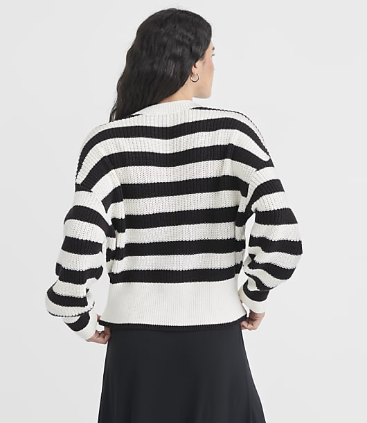 Striped Ribtrim Dolman Sweater