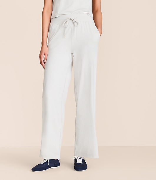Lou & Grey Heathered Brushedsoft Slim Wide Leg Pants