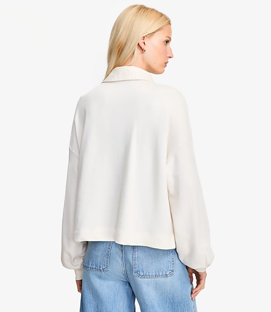 Mixed Media Polo Sweatshirt