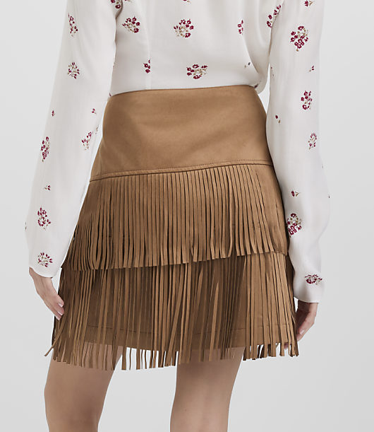 Fringe Faux Suede Mini Skirt
