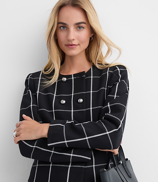 Windowpane Double Breasted Jacket