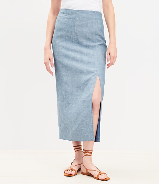 Linen Blend Maxi Skirt