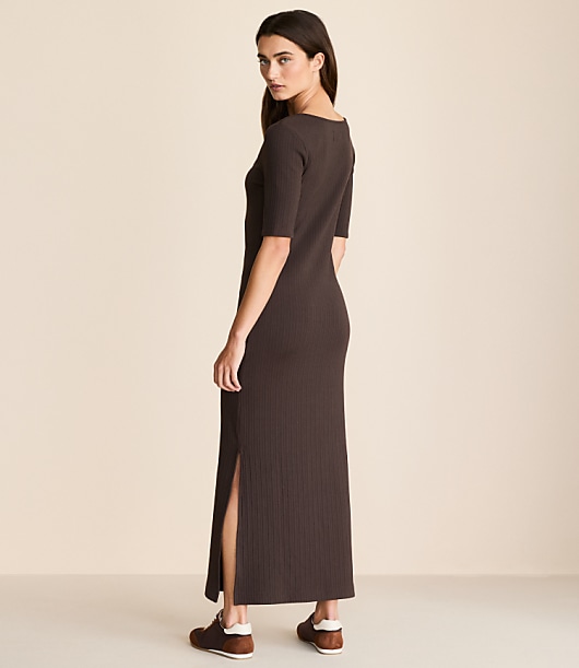 Lou & Grey Ribbed Maxi Elbow Sleeve Dress