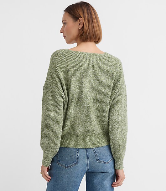 Angled Ribbed V-Neck Sweater