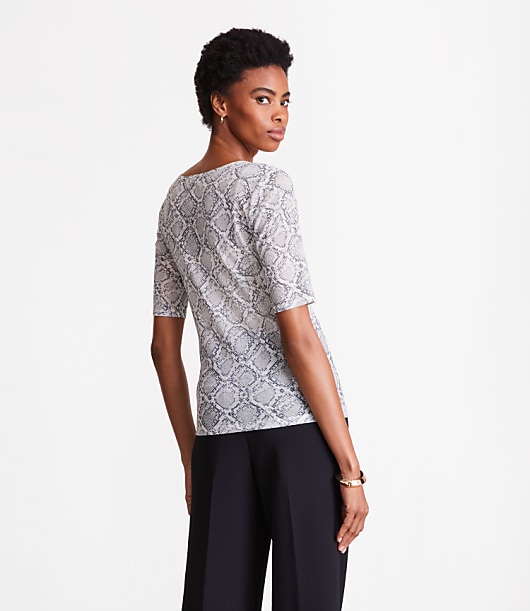 LOFT Versa Snake Print Mesh Elbow Sleeve Tee