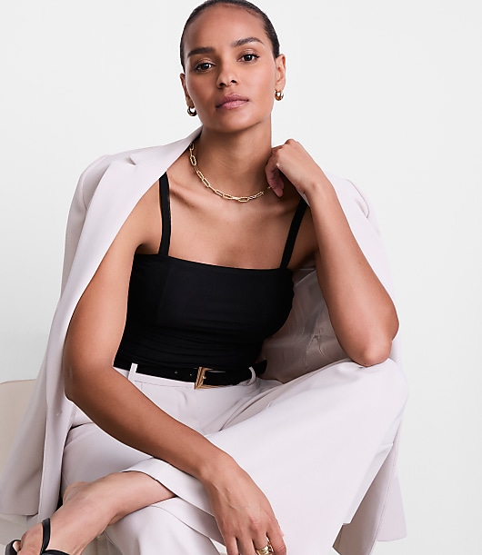 LOFT Versa Shirred Mesh Bodysuit