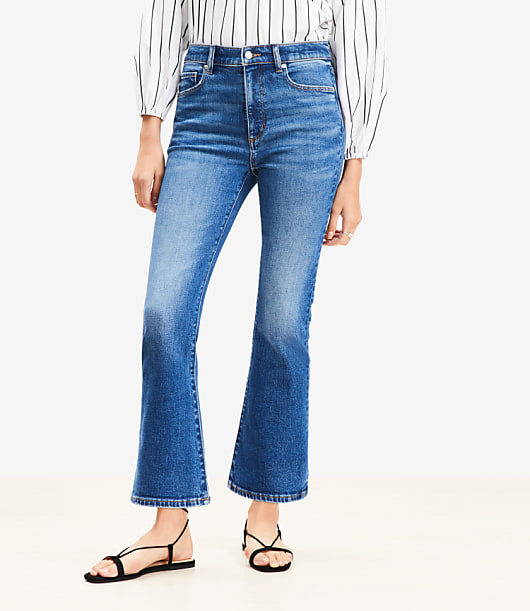 Petite High Rise Kick Crop Jeans in Bright Medium Stone Wash