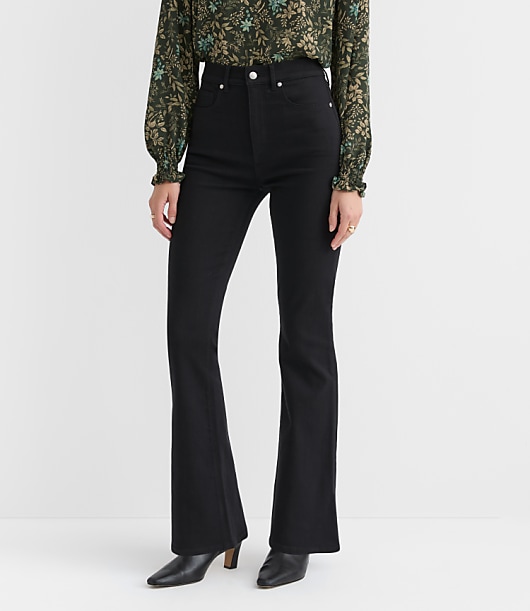 High Rise Slim Flare Jeans in Jet Black Wash