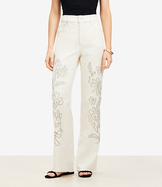 Mid Rise Relaxed Straight Jeans in Ecru - Ecru