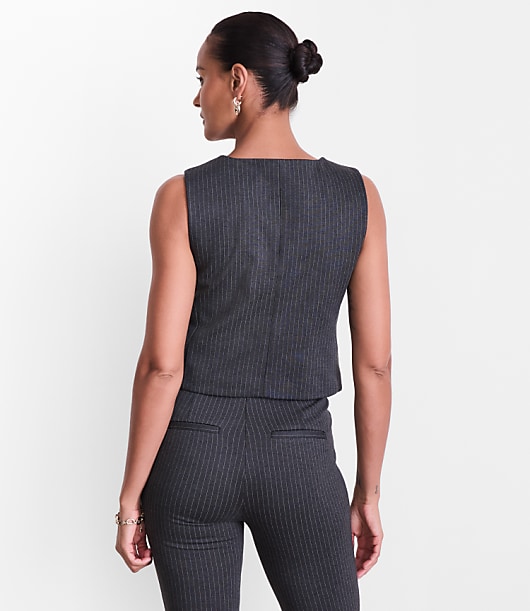 LOFT Versa Ponte Pocket Vest in Pinstripe