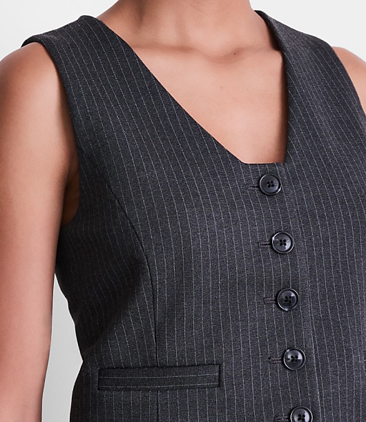 LOFT Versa Ponte Pocket Vest in Pinstripe