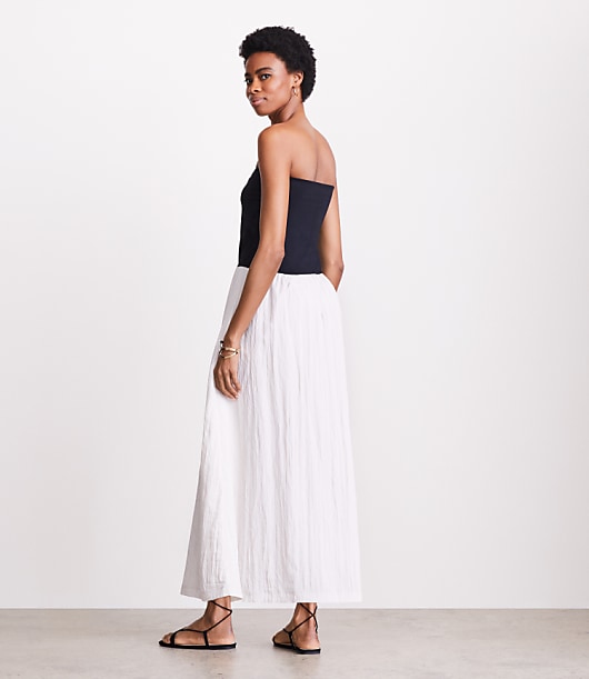 Petite LOFT Versa Strapless Mixed Media Maxi Dress