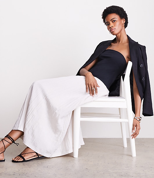 LOFT Versa Strapless Mixed Media Maxi Dress